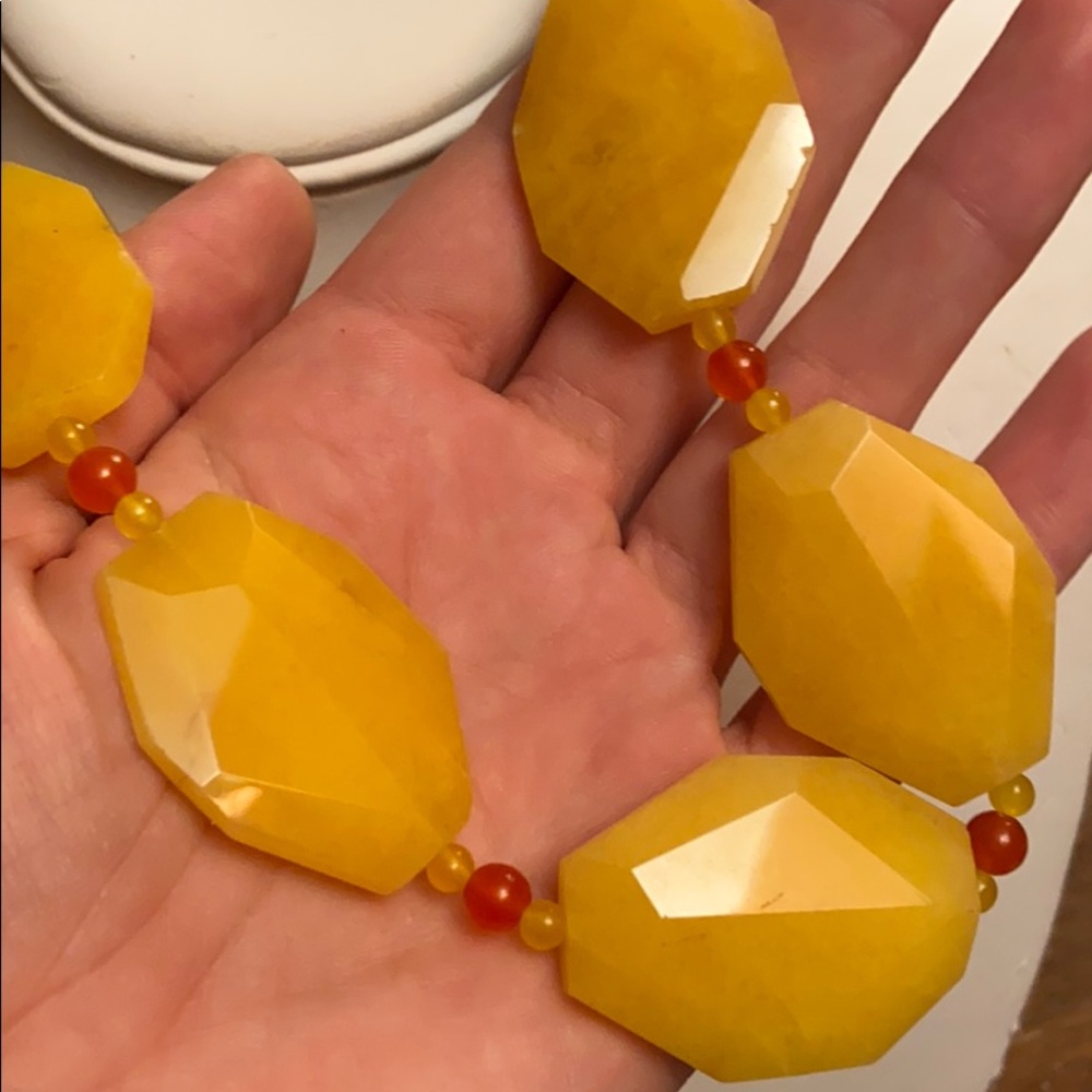 Chunky Yellow Genuine Stone Necklace - Picture 2 of 6